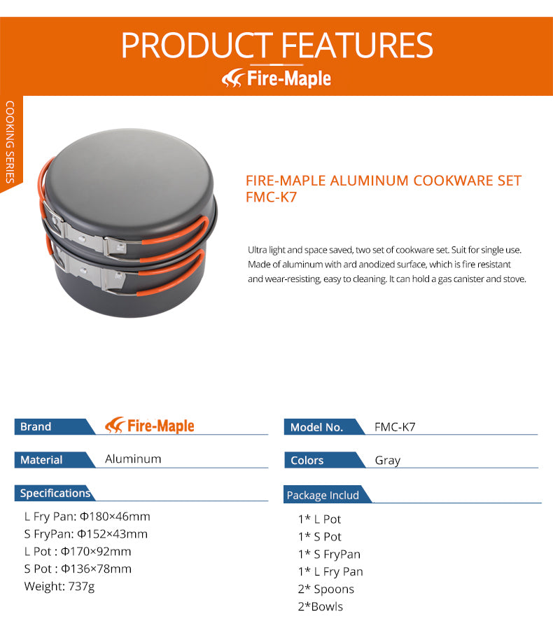 Fire Maple Camping  Picnic Set  Aluminum Alloy FMC-K7 Foldable Cookware - KiwisLove