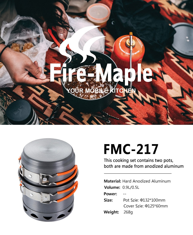 Fire Maple Pots Set  Foldable Heat Exchang Pot FMC-217 - KiwisLove