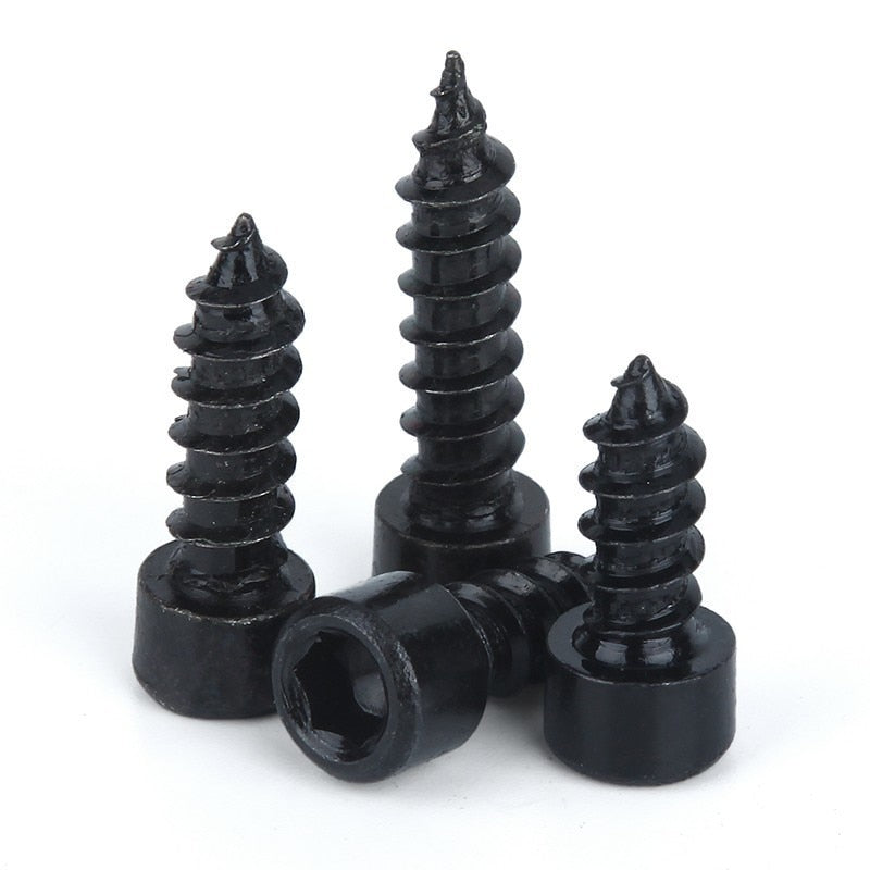 50pcs  Carbon Steel Black Hexagon Socket Cap Head Self Tapping Screw - KiwisLove