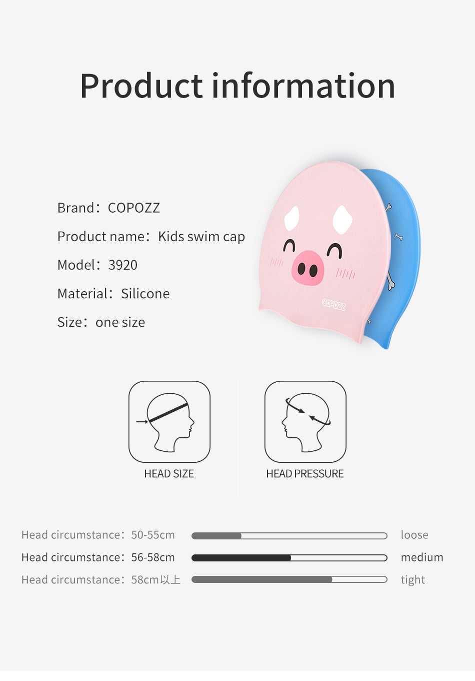 COPOZZ Swimming Cap Cartoon Children Kids Badmuts Waterproof Boy Girl - KiwisLove