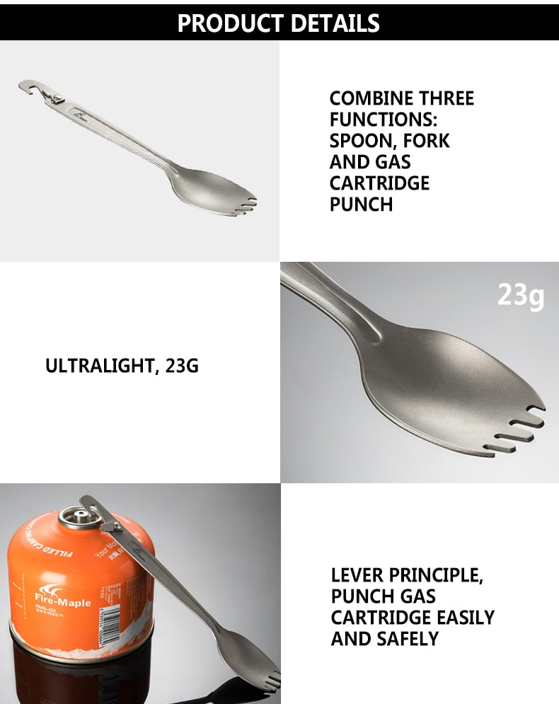 Fire Maple Titanium Spork With Multi Function Punch Ultralight - KiwisLove