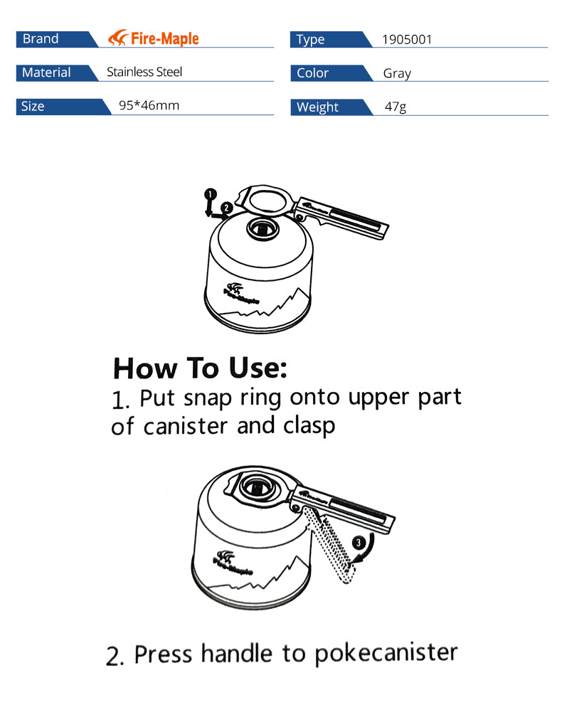Fire Maple Gas Tank Recycling Hole Opener Stainless Steel Outdoor camping - KiwisLove