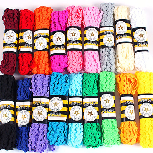 15Yard Multi Colors Terylene Ribbon Ric Rac Zig Zag Lace Trimming Ribbon for Patchwork party decor DIY craft supplies 5mm width - KiwisLove