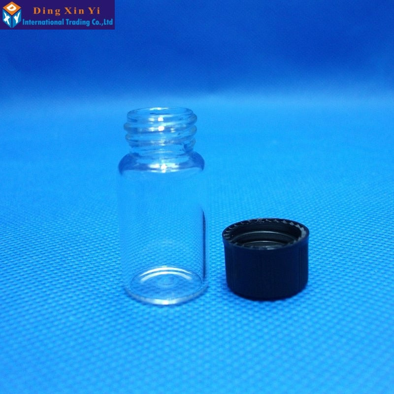 50pcs 3ML Mini glass Vials glass sample bottles With Black Screw Cap - KiwisLove