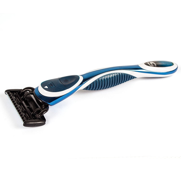 QShave Blue Men Shaving Razor 1 Handle + 1pc X3 Blade + 9pcs X5 Blade - KiwisLove