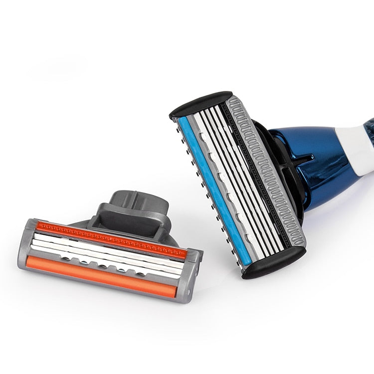 QShave Blue Men Shaving Razor 1 Handle + 1pc X3 Blade + 9pcs X5 Blade - KiwisLove