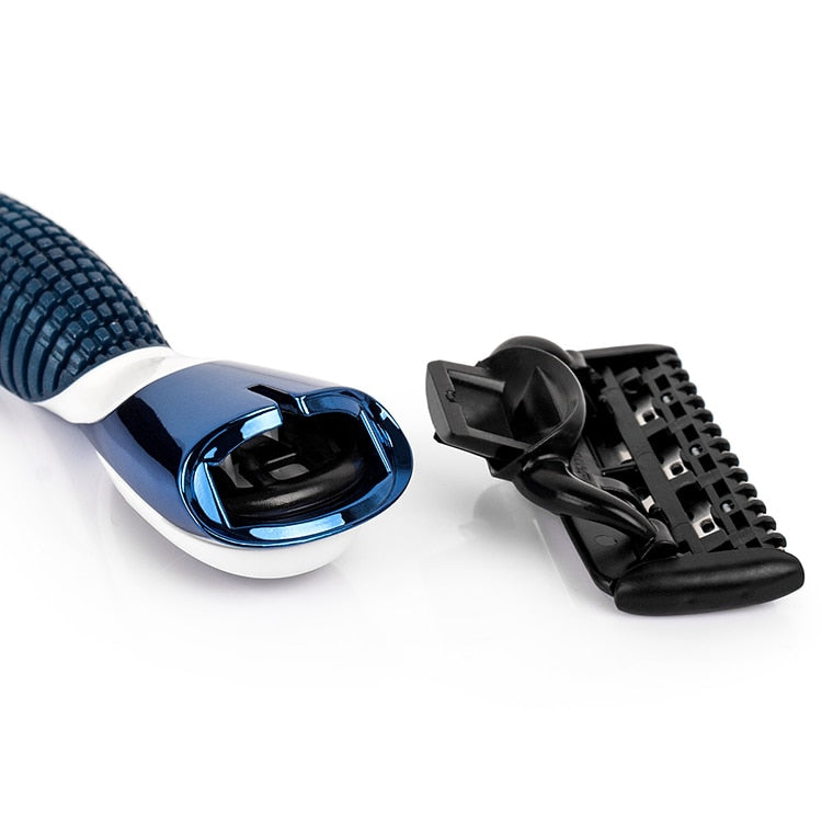 QShave Blue Men Shaving Razor 1 Handle + 1pc X3 Blade + 9pcs X5 Blade - KiwisLove