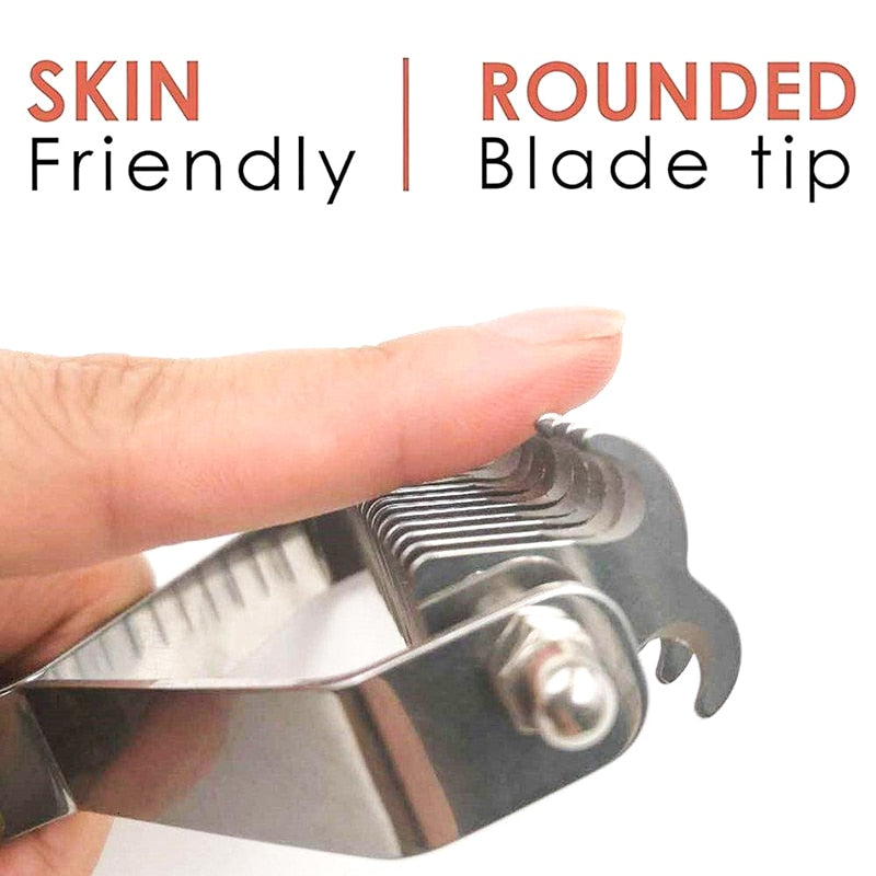 Dog Brush Dematting Gently Efficient Safe Pet Comb Rake Removes Undercoat Knots Wooden Handle Puppy Goomer - KiwisLove