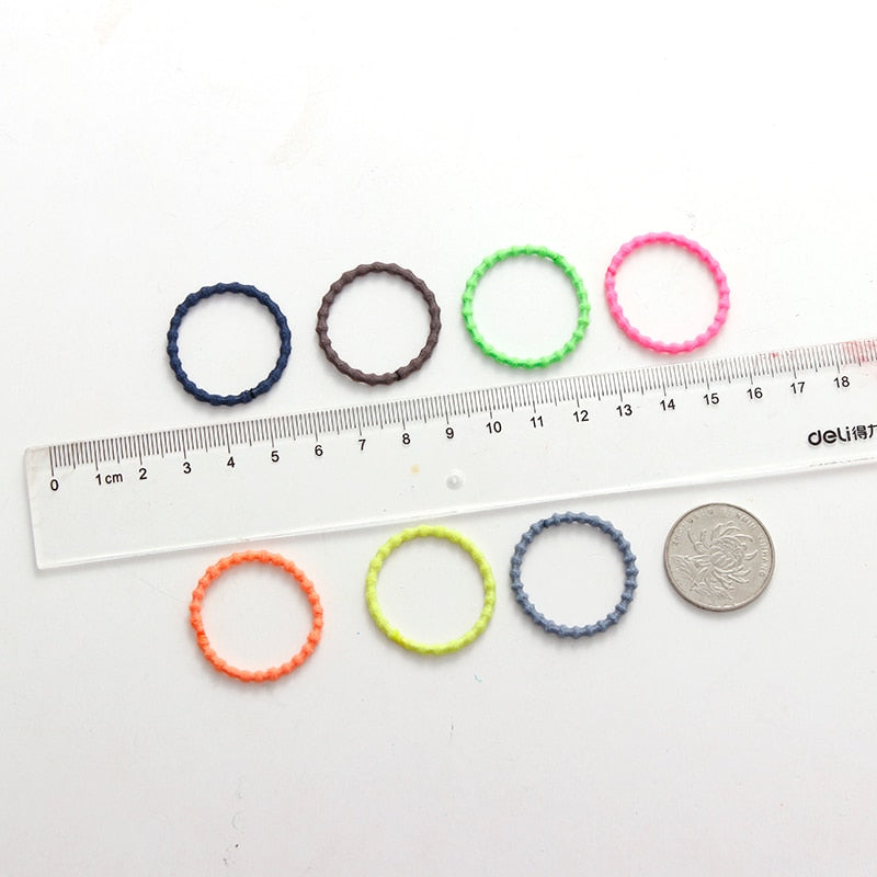 50PCS Girls Colorful Basic Elastic Hair Bands Children Cute Ponytail Holder - KiwisLove