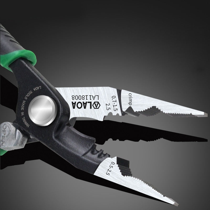 LAOA 8inch Electrician Pliers Cr-Mo Crimping Nippers Cable Wire Stripper Long Nose Pliers - KiwisLove
