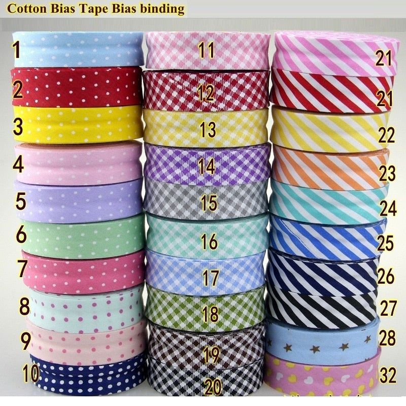 Bias Tapes (1") 25mm wide Single Fold Cotton Bias Binding Tapes STARS Series DIY Craft Apparel Sewing Fabric 5meters/lot - KiwisLove