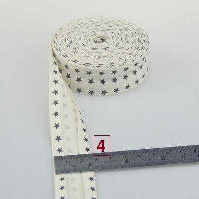 Bias Tapes (1") 25mm wide Single Fold Cotton Bias Binding Tapes STARS Series DIY Craft Apparel Sewing Fabric 5meters/lot - KiwisLove