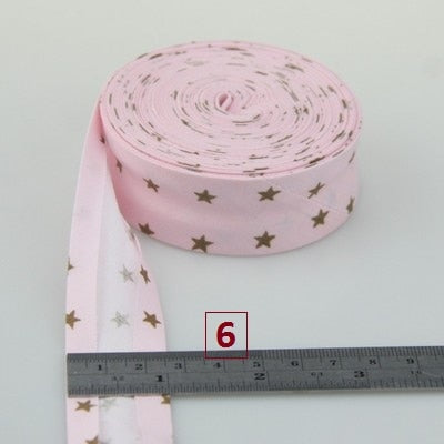 Bias Tapes (1") 25mm wide Single Fold Cotton Bias Binding Tapes STARS Series DIY Craft Apparel Sewing Fabric 5meters/lot - KiwisLove