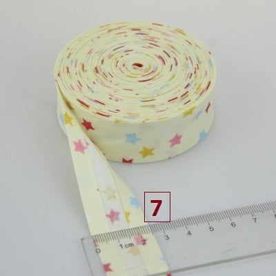 Bias Tapes (1") 25mm wide Single Fold Cotton Bias Binding Tapes STARS Series DIY Craft Apparel Sewing Fabric 5meters/lot - KiwisLove