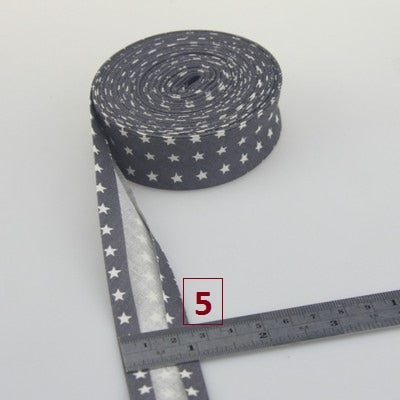 Bias Tapes (1") 25mm wide Single Fold Cotton Bias Binding Tapes STARS Series DIY Craft Apparel Sewing Fabric 5meters/lot - KiwisLove
