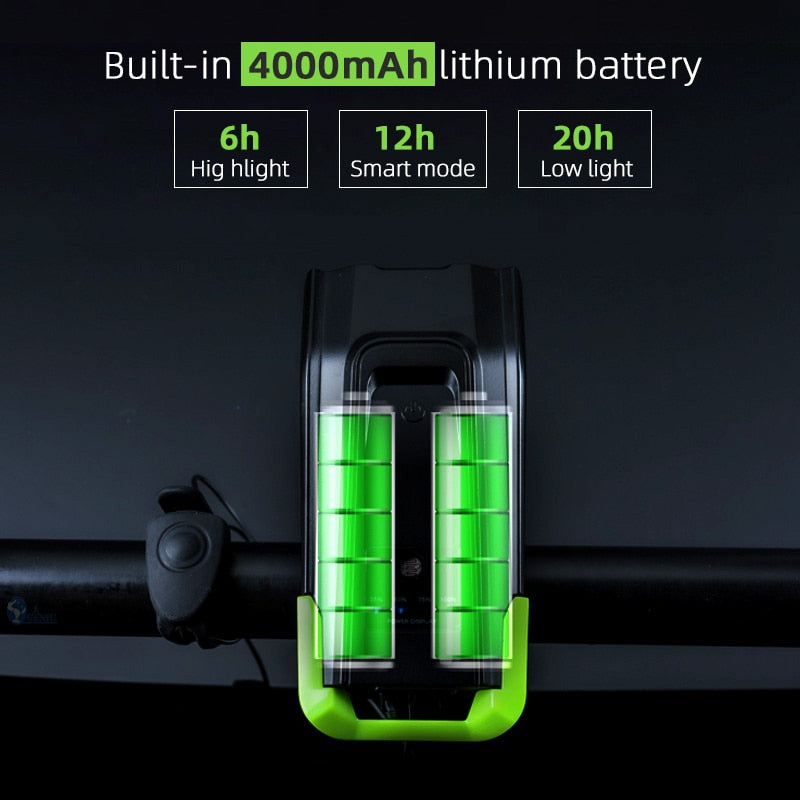 4000mAh Induction Bicycle Front Light Set USB Rechargeable Smart Headlight With Horn 800 Lumen LED Bike Lamp Cycling FlashLight - KiwisLove