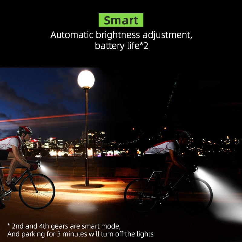 4000mAh Induction Bicycle Front Light Set USB Rechargeable Smart Headlight With Horn 800 Lumen LED Bike Lamp Cycling FlashLight - KiwisLove