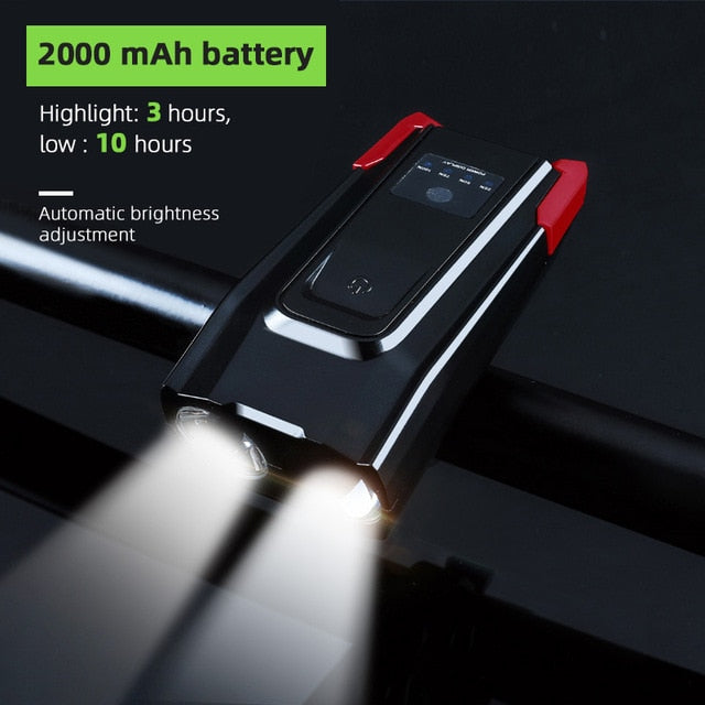4000mAh Induction Bicycle Front Light Set USB Rechargeable Smart Headlight With Horn 800 Lumen LED Bike Lamp Cycling FlashLight - KiwisLove