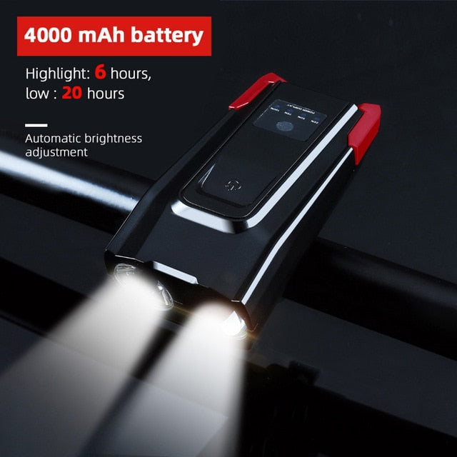 4000mAh Induction Bicycle Front Light Set USB Rechargeable Smart Headlight With Horn 800 Lumen LED Bike Lamp Cycling FlashLight - KiwisLove