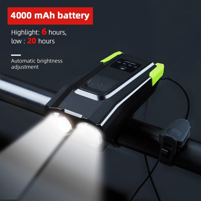 4000mAh Induction Bicycle Front Light Set USB Rechargeable Smart Headlight With Horn 800 Lumen LED Bike Lamp Cycling FlashLight - KiwisLove