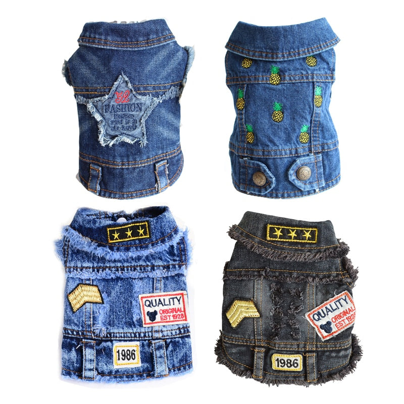 Fashion Cowboy Dog Clothes Denim Jacket Pet Costume for Yorkshire Chihuahua Dogs T-shirt Clothing Spring Autumn Cat Coat Jeans - KiwisLove