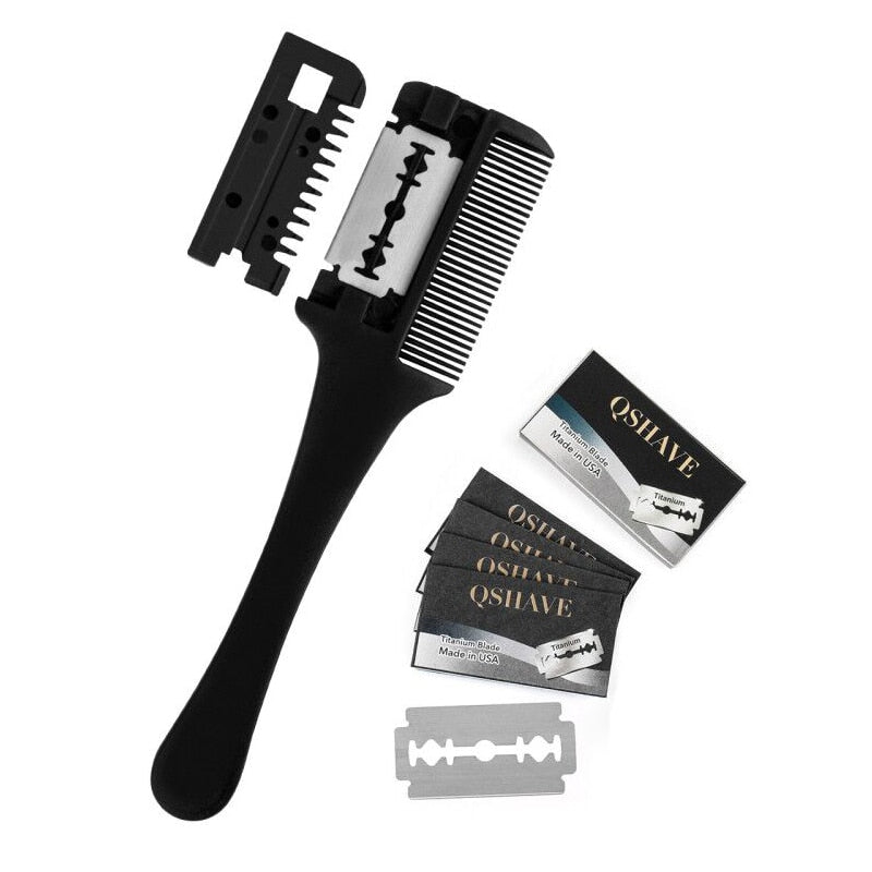 New Hair Razor Comb Cutting Thinning Comb Trimmer with 5 Blades - KiwisLove