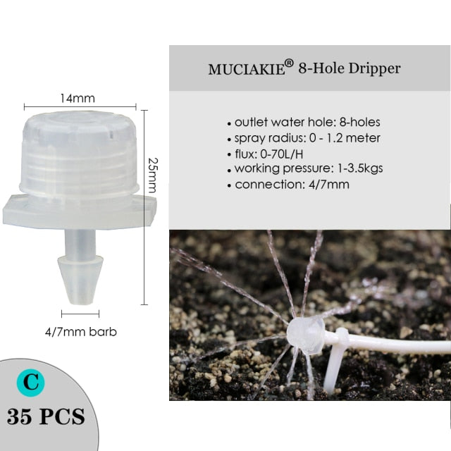 MUCIAKIE Variety Style Adjustable Irrigation Sprinkler Garden Emitters Stake Dripper Micro Spray Rotating Nozzle Watering Arrow - KiwisLove