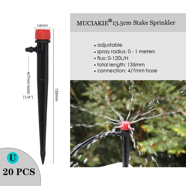 MUCIAKIE Variety Style Adjustable Irrigation Sprinkler Garden Emitters Stake Dripper Micro Spray Rotating Nozzle Watering Arrow - KiwisLove