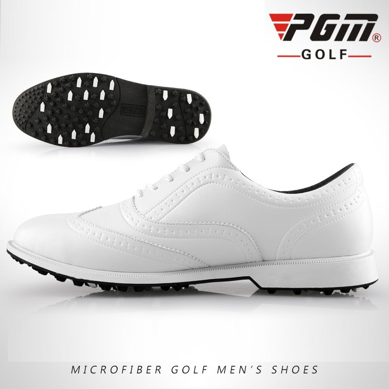 PGM Leather Golf Shoes Mens Waterproof England Style Anti-Skid Breathable Sneakers - KiwisLove