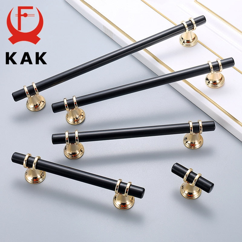 KAK Zinc Alloy Black Gold Door Handles Pulls - KiwisLove