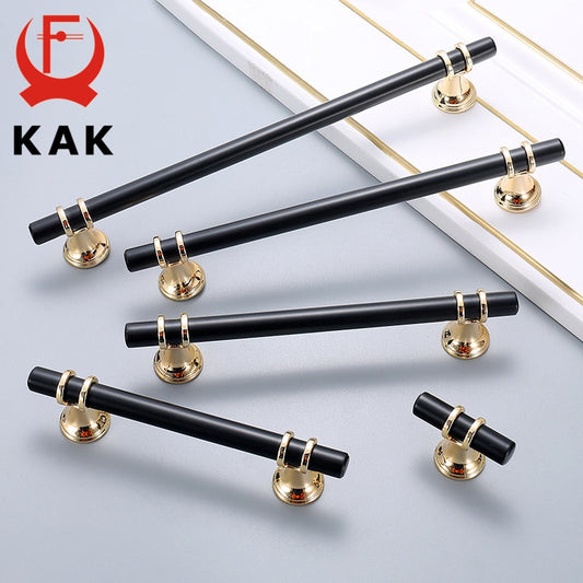 KAK Zinc Alloy Black Gold Door Handles Pulls - KiwisLove