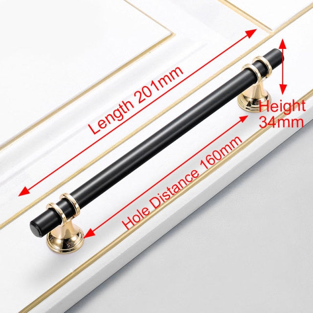 KAK Zinc Alloy Black Gold Door Handles Pulls - KiwisLove