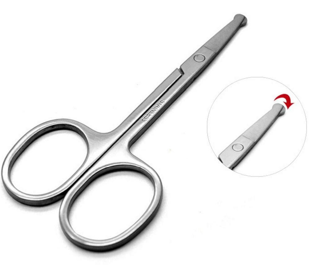 Stainless Steel Round Head Scissors Makeup Safety Eyebrow Clips Hair Removal Nose Scissors - KiwisLove
