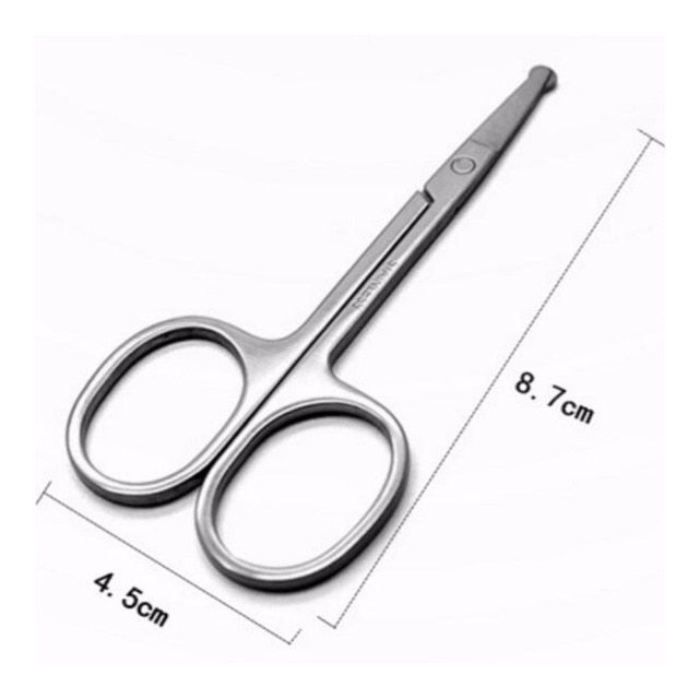 Stainless Steel Round Head Scissors Makeup Safety Eyebrow Clips Hair Removal Nose Scissors - KiwisLove