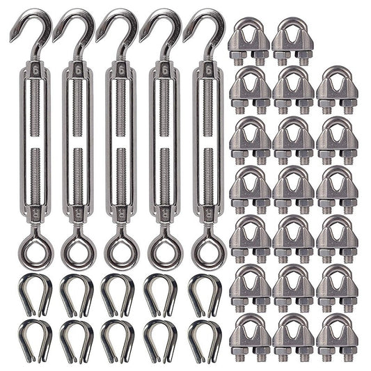 304 Stainless Steel Turnbuckle  Wire Tension Strainer Clips Cable Railing Kit - KiwisLove