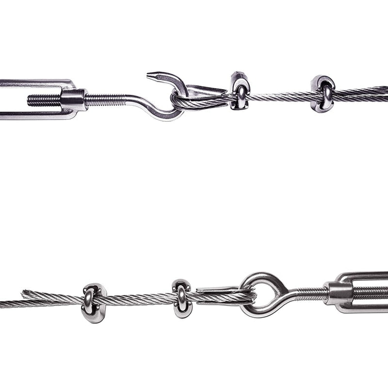 304 Stainless Steel Turnbuckle  Wire Tension Strainer Clips Cable Railing Kit - KiwisLove