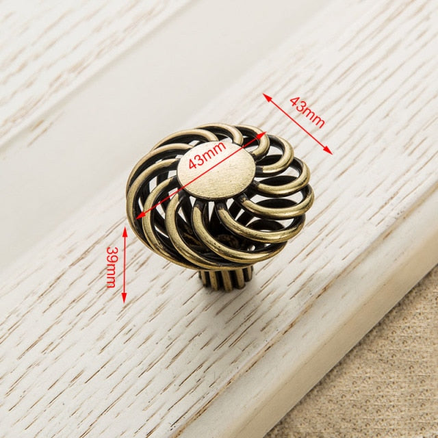 Vintage Antique Bronze Cabinet Handles Hollow Out Birdcage Handles - KiwisLove