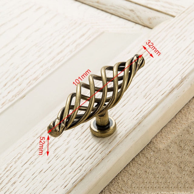 Vintage Antique Bronze Cabinet Handles Hollow Out Birdcage Handles - KiwisLove