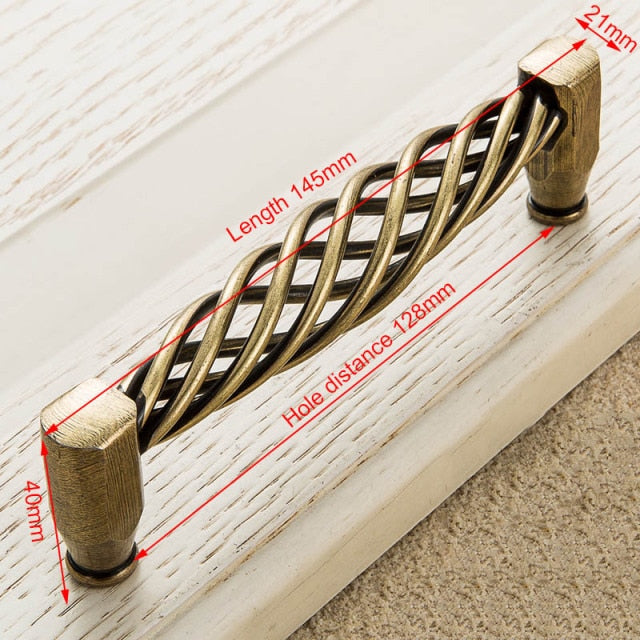 Vintage Antique Bronze Cabinet Handles Hollow Out Birdcage Handles - KiwisLove