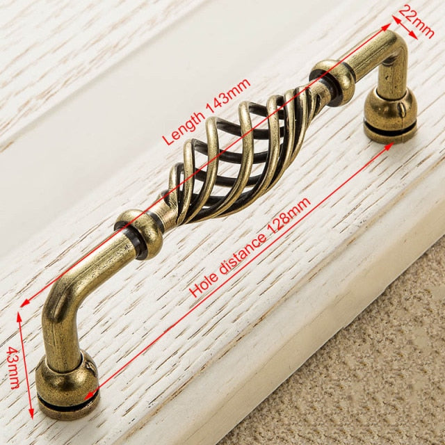 Vintage Antique Bronze Cabinet Handles Hollow Out Birdcage Handles - KiwisLove