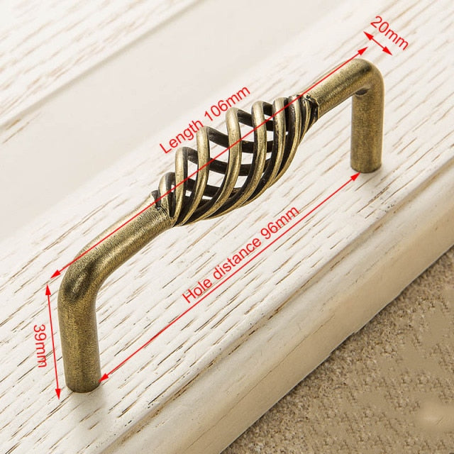 Vintage Antique Bronze Cabinet Handles Hollow Out Birdcage Handles - KiwisLove