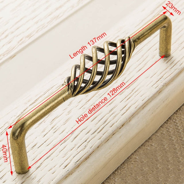 Vintage Antique Bronze Cabinet Handles Hollow Out Birdcage Handles - KiwisLove