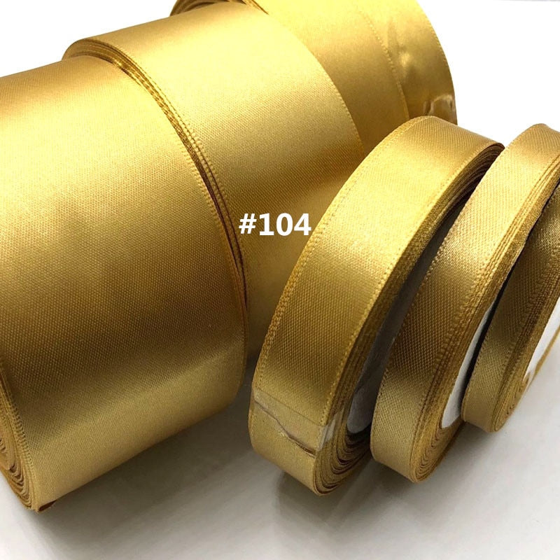 1 Roll Gold 25 Yards Satin Ribbon Sash Gift Bow Craft Wedding Party Supplies - KiwisLove