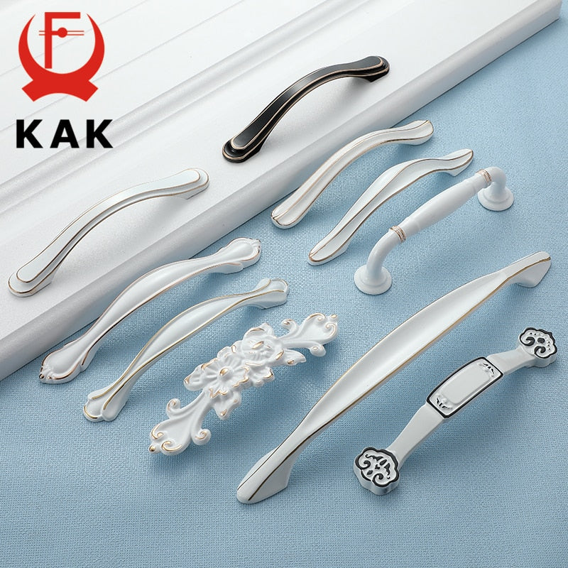 KAK Ivory White Kitchen Cabinet Handles European Style Cupboard Door Pulls Drawer Knobs Fashion Solid Furniture Handle Hardware - KiwisLove