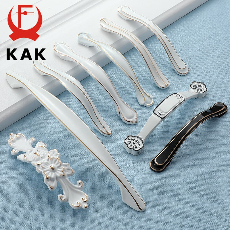 KAK Ivory White Kitchen Cabinet Handles European Style Cupboard Door Pulls Drawer Knobs Fashion Solid Furniture Handle Hardware - KiwisLove