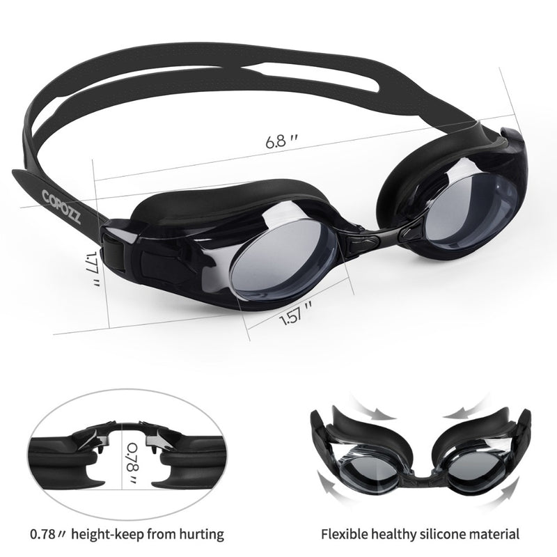 COPOZZ Swimming Goggles Myopia 0 -1.5 to -5 Anti fog Eye UV Protecion - KiwisLove