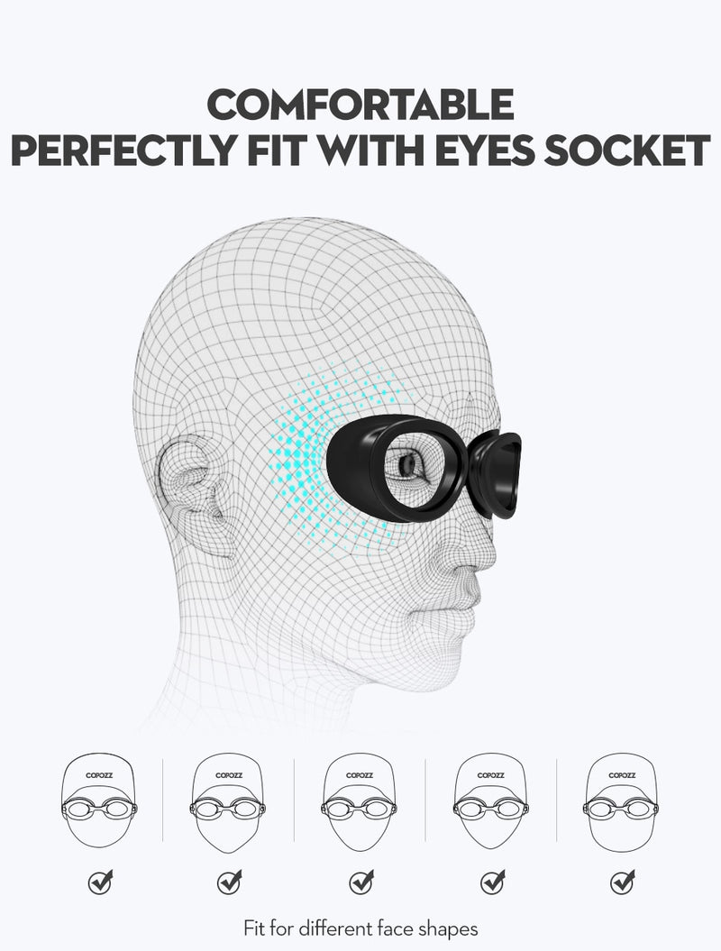 COPOZZ Swimming Goggles Myopia 0 -1.5 to -5 Anti fog Eye UV Protecion - KiwisLove