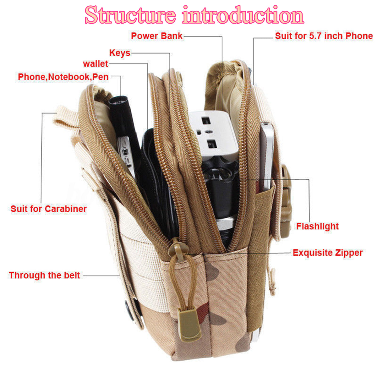 Tactical Waist Pack Belt Bag Camping Outdoor Military Molle Pouch Wallet Safety and Survival Tool Bag - KiwisLove