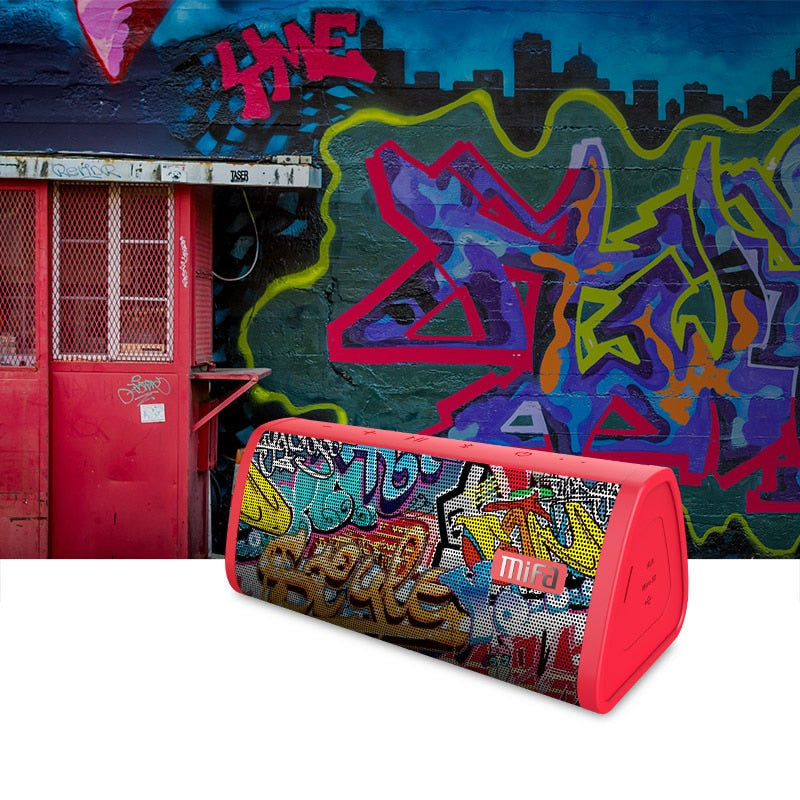 MIFA Red-Graffiti Bluetooth Speaker  Built-in Microphone Stereo Rock Sound Outdoor 10W Portable Wireless Speaker Support TF card - KiwisLove