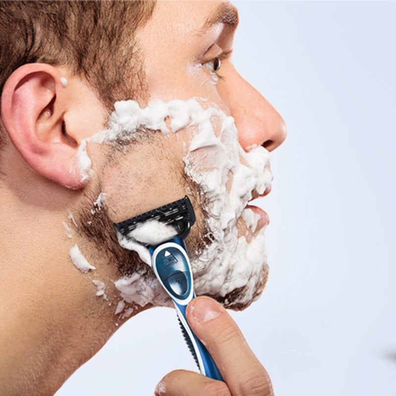 QShave It Blue Series Manual Shaving Razor Blade for Man Blade Refill X5 Blade Plus 1 Trimmer Blade - KiwisLove